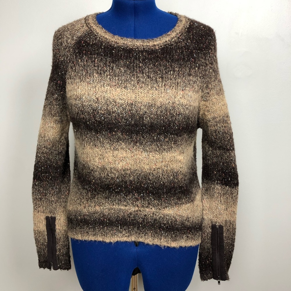 Anthropologie Michael Stars Zip Cuff Brown Sweater